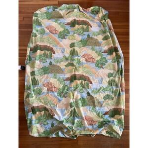 70's Marlborough Island Streams Forest FULL FITTED SHEET Muslin VTG